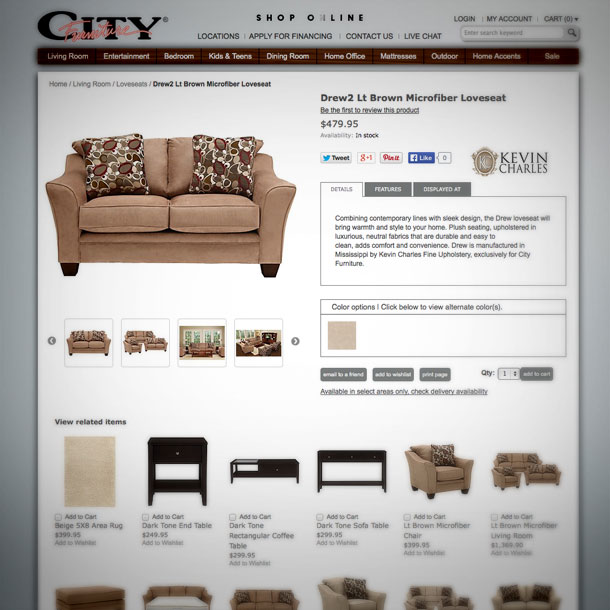 ecommerce web design City furniture 610
